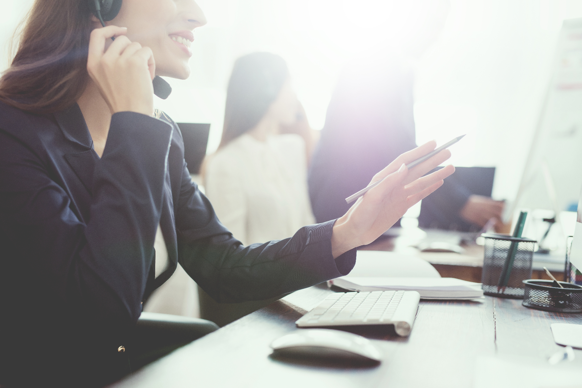 Asher client support specialist on a call