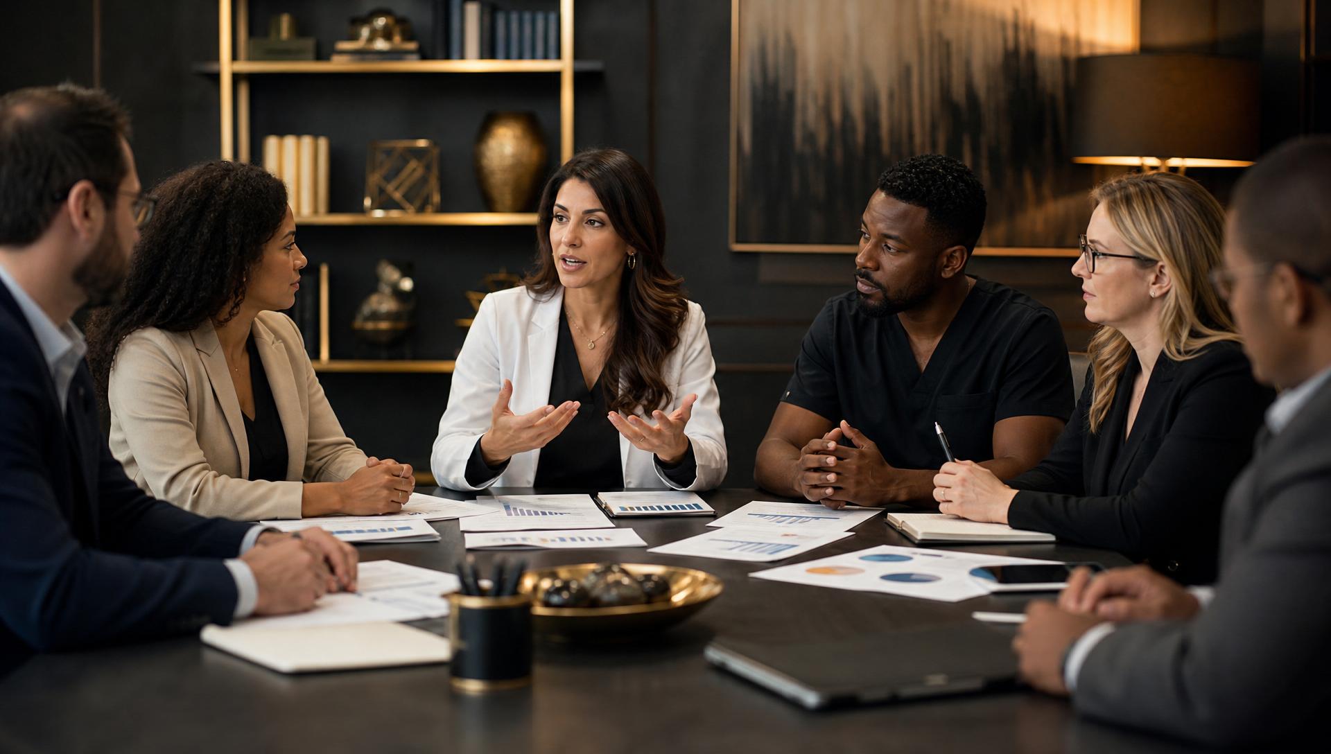 Asher team reviewing revenue growth with clinical and financial specialists